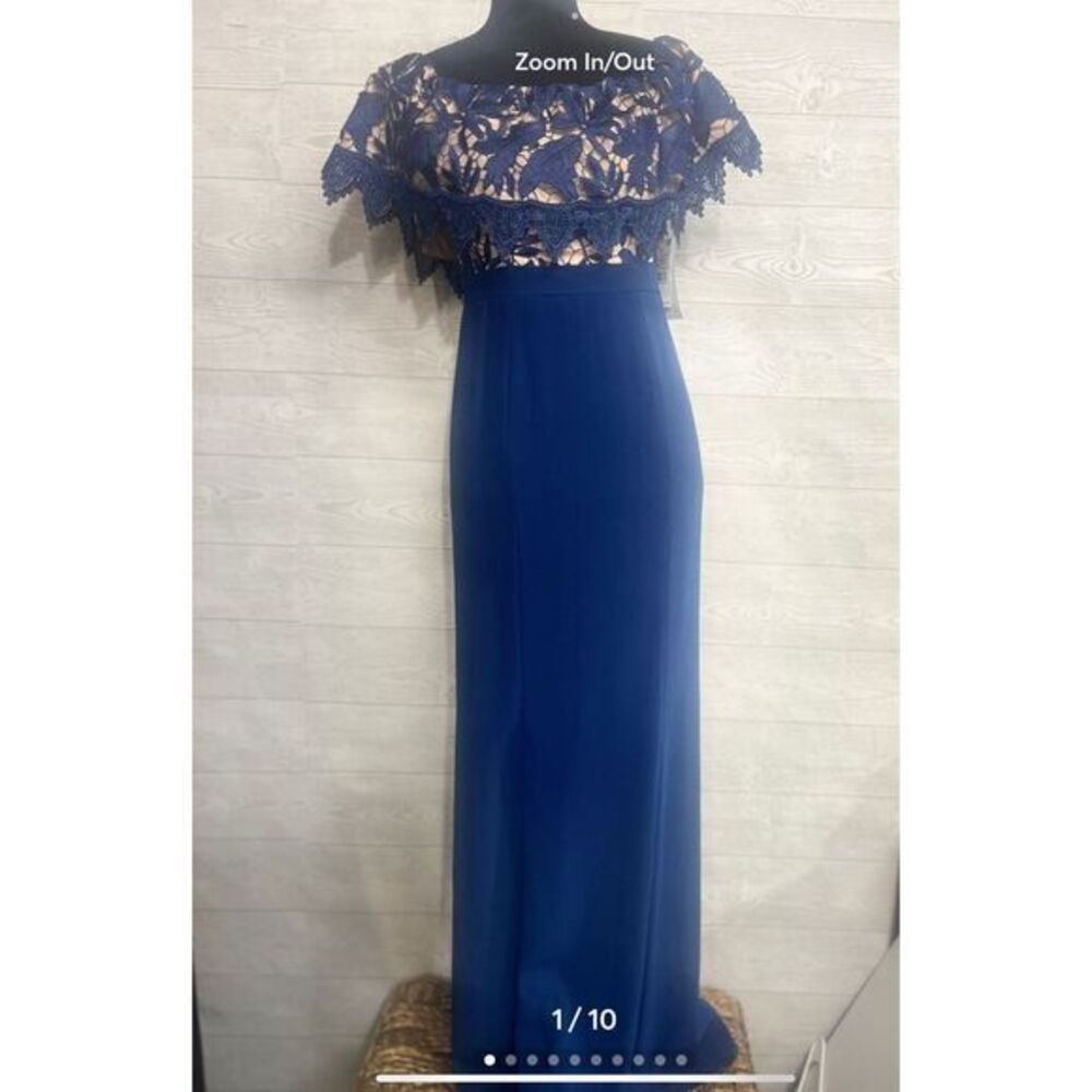 Aiden Mattox Lace and Crepe Crop Top maxi Gown NWT